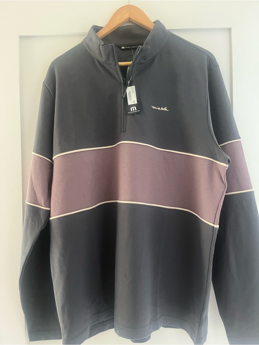 Men's Charcoal & Mauve Quarter-Zip Sweater